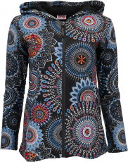 Boho hippie chic jacket, embroidered jacket - black/blue