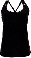 Goa psytrance top, festival top with studs - black