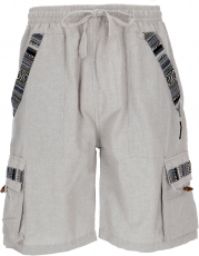 Ethno yoga shorts goastyle - light gray