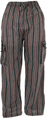 Striped yoga pants, unisex cotton goa pants - black/brown