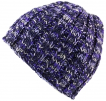 Beanie hat, warm knitted hat - purple