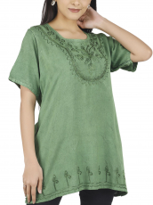 Embroidered Indian hippie top, boho chic blouse - green