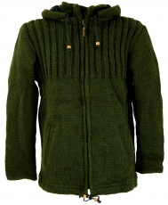 Cardigan wool jacket Nepal jacket olive - model 2