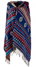 Soft pashmina scarf/stole, shawl - Maya pattern blue