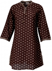 Boho linen tunic, indian blouse tunic, mini dress - brown