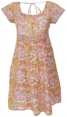 Boho mini dress, airy summer dress - curry