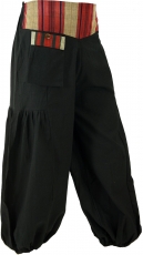 Wide woven waistband harem pants - black