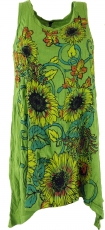 Baba longshirt, psytrance mini dress - flowers/green
