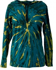 Batik Shirt, Goa Tie Dye long sleeve shirt - petrol