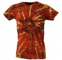 Men`s Batik T-shirt Short Sleeve Tie Dye Shirt - rust orange