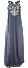 Long boho summer dress, indian maxi dress - blue grey