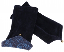 Velvet fabric hand warmers, reversible cuffs, wrist warmers - dar..