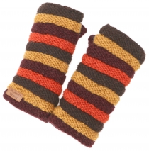 Ringleted handwarmers from Nepal, hand knitted virgin wool wrist ..
