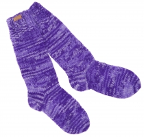 Hand knitted sheep wool socks, home socks, Nepal socks - purple