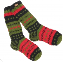 Hand knitted sheep wool socks, Nepal socks - green