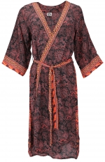 Kimonokleid, seidig glänzender Boho Kimono, 3/4 Kimonomantel - sc..