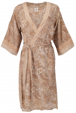 Kimono dress, silky shiny boho kimono, 3/4 kimono coat - apricot