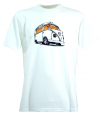 Fun Retro Art T-Shirt `Bussi` - weiß