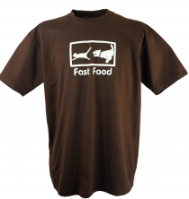 Fun Retro Art T-Shirt `Fast Food` - brown