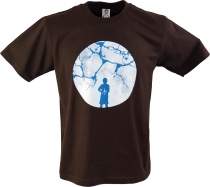 Fun retro art t-shirt - moon break/brown