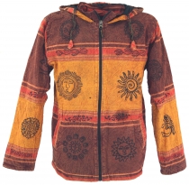 Goa Jacket, Ethno Hooded Jacket - rust orange