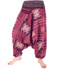 harem pants with ikat pattern and cord - berry