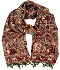 Indian pashmina scarf, shawl, boho stole with paisley pattern - r..