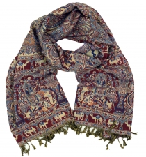 Indian pashmina shawl, shoulder scarf, boho stole with paisley pa..