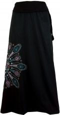 Maxi skirt, long skirt Mandala, Boho skirt - black/pink