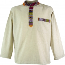Nepal Ethno Fischerhemd, Goa Hemd - creme