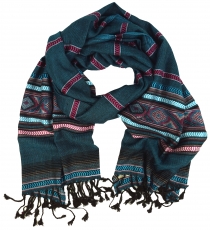 Pashmina viscose scarf, ethnic stole - blue