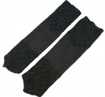 Psytrance arm warmers with lace - black