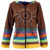 Rainbow jacket, jacket with pointed hood - caramel brown