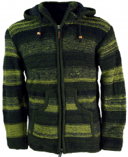 Cardigan wool jacket Nepal jacket batik olive - model 25