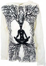 Sure Langarmshirt, Kapuzenshirt Meditation Chakra Buddha - weiß