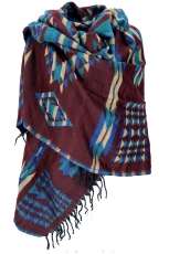 Soft pashmina scarf/stole, shoulder scarf - Maya pattern reddish ..