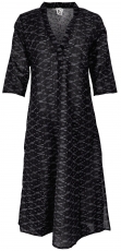 Elegantes Ikat Kleid, langes Tunikakleid, Sommerkleid - schwarz