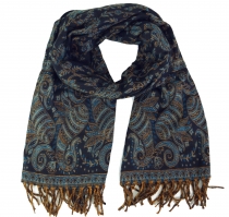 Soft pashmina scarf/stole with paisley pattern - petrol