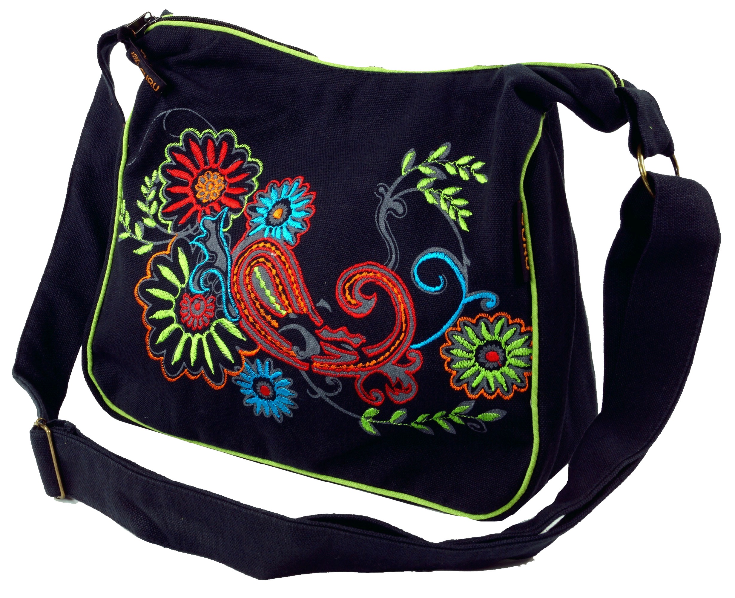 Shoulder bag, hippie bag, goa bag - black/colorful - 23x28x12 cm