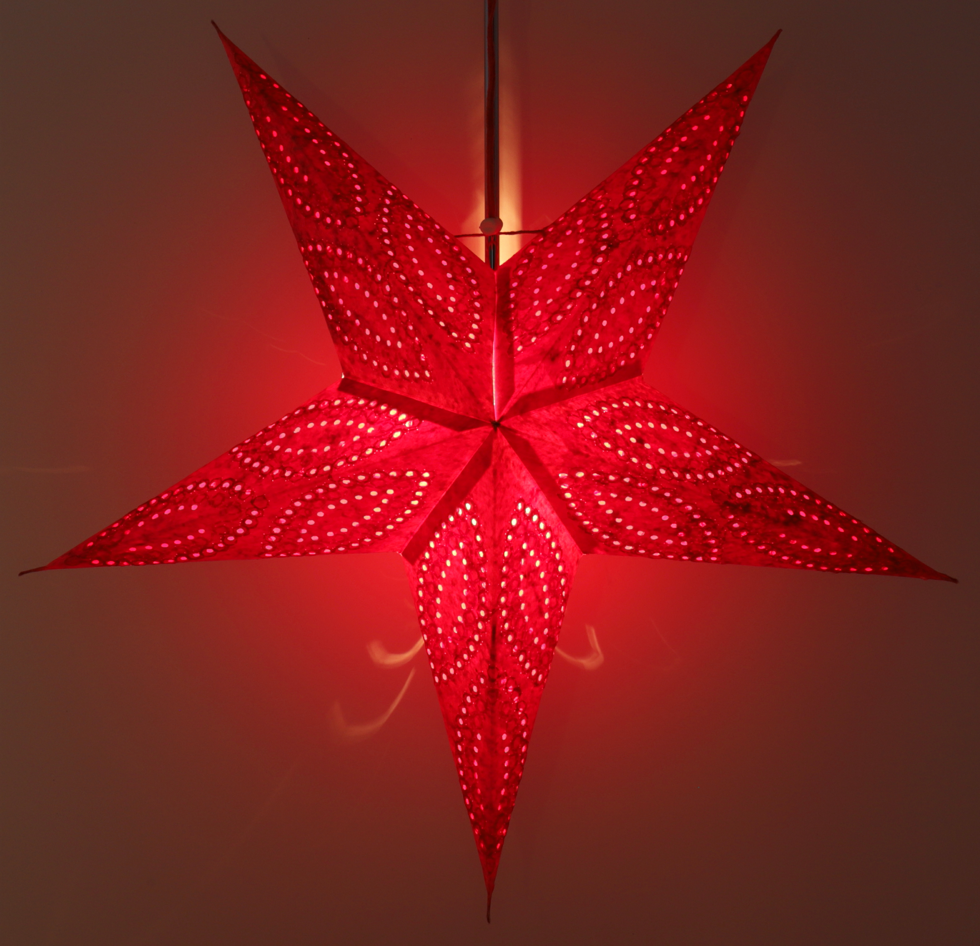 faltbarer Papierstern Leuchtstern Weihnachtsstern Rot glitzernd glänzend 64cm 