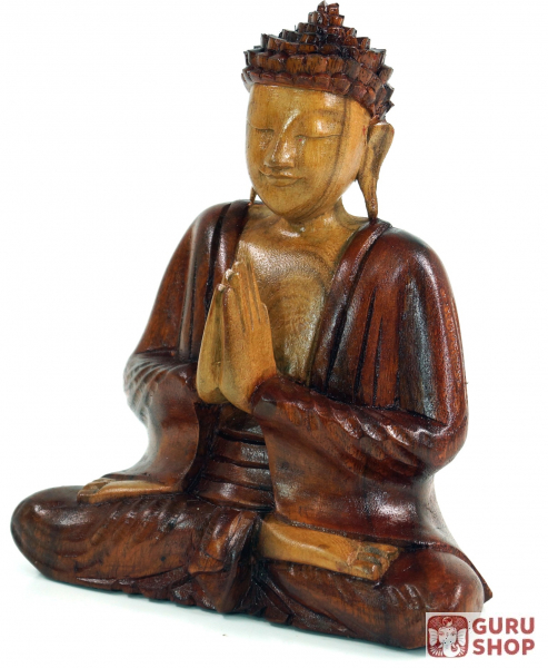 Wooden Buddha Buddha Statue Handmade 20 Cm Anjali Mudra Model 6 20 Cm
